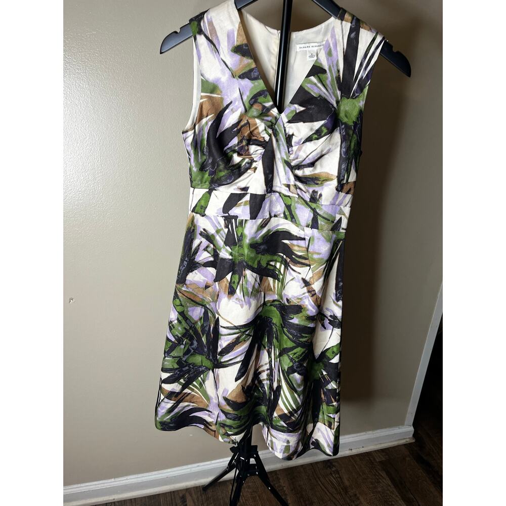 Banana Republic Linen Blend Sleeveless A-Line Floral Midi Dress - Size 0 - Picture 2 of 10